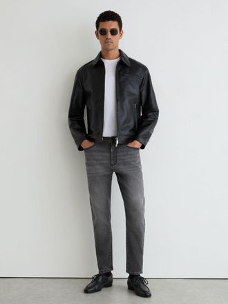 Reiss Washed Black Relaxed-fit Cropped Jeans, 38