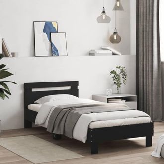 Berkfield Home Bed Frame without Mattress with Headboard Black 90x200 cm