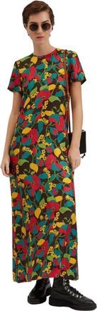 La DoubleJ Zijden Swing Jurk - Dames - Maxi kleedjes - Groen - L - Kleedjes