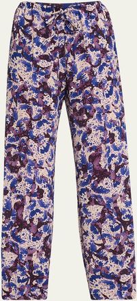 Dries Van Noten Puvis Printed Wide-Leg Drawstring Pants
