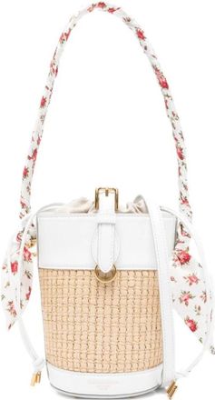 Dolce & Gabbana Geweven Bucket Bag met Bloemen Sjaal Detail - Dames - Schoudertassen - Beige - ONE Size - Leer - Tassen