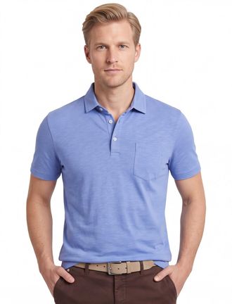 Brax Poloshirt Brax blauw gem&ecirc;leerd 100% katoen normale fit