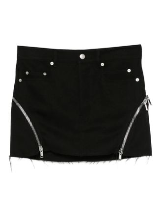 Rick Owens zip-detail frayed mini skirt - Black