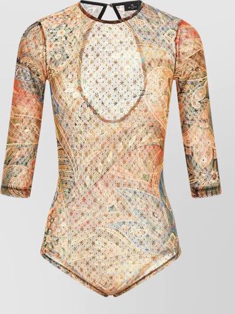 Etro paisley foliage top round neck keyhole