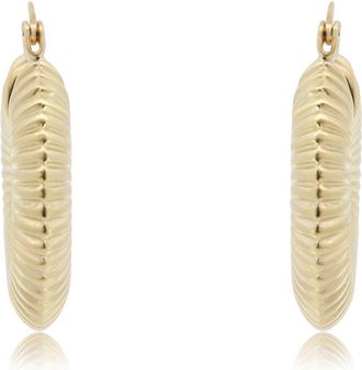 The Lovery Ribbed Gold Hoop Earrings