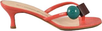Dove Nuotano Gli Squali Leather Flip-Flops - Red