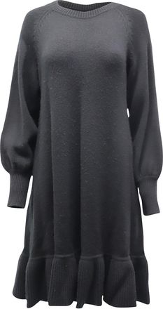 Co Co. Knitted Dress with Bishop Sleeves in Black Wool