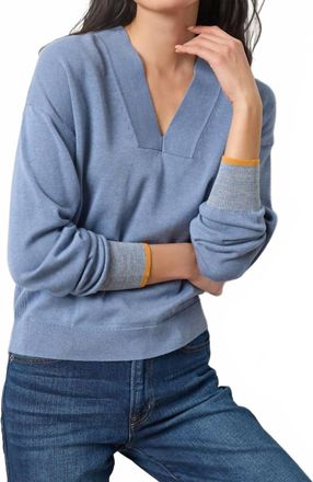 Lilla P V-Neck Pullover Top In Blue Bell