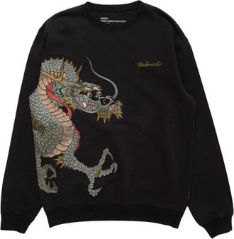 maharishi Zwarte Draak & Tijgers Geborduurd Sweatshirt - Heren - Sweatshirts - Zwart - XS - Katoen - Hoodies & sweatvesten