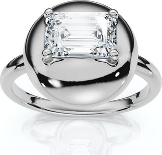 Pompeii3 1Ct Emerald Cut Solitaire Candy Button Diamond Ring 14k Gold or Pt Lab Grown
