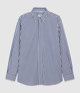 Ami Chemise Bleu Roi Blanc