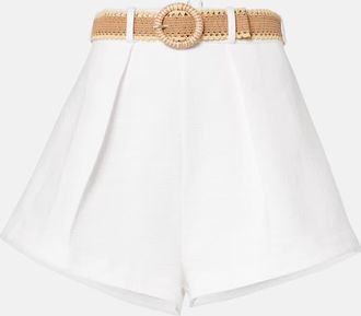 Zimmermann Acacia Tuck high-rise cotton shorts