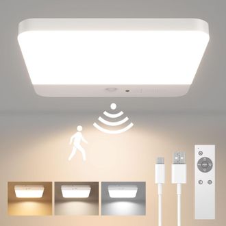 OEM L&aacute;mpara De Techo Con Detector De Movimiento, Led Inal&aacute;mbrica, Recargable, Para Ducha, Ba&ntilde;o, Garaje Y Escalera, 3 Temperaturas De Color, Mando A Distan