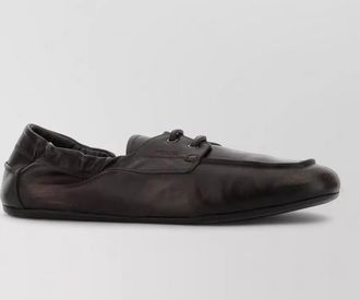 Prada leather loafers round toe rubber sole