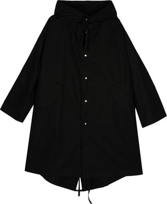 Jil Sander logo-print hooded coat - women - Cotton - 38 - Black