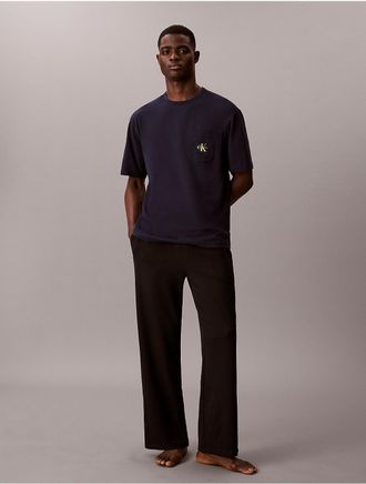 Calvin Klein Mens Pique Sleep Pants - Black - XL