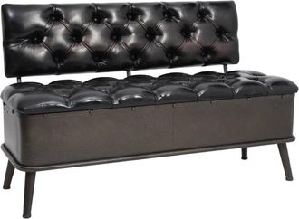 vidaXL Banco De Almacenaje Con Respaldo Cuero Sint&eacute;tico Negro 110 Cm Vidaxl