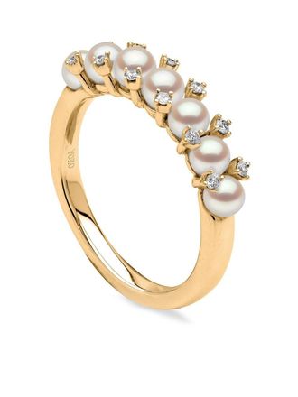 Yoko London Anello Eclipse in oro giallo 18kt con diamanti e perle Akoya
