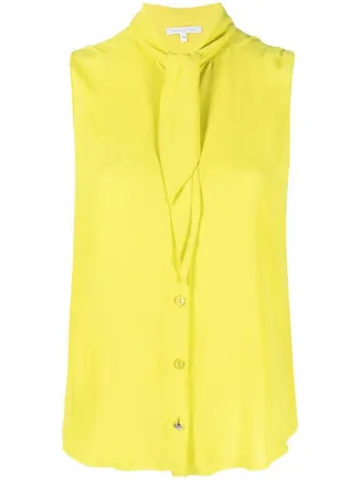 Patrizia Pepe sleeveless tie-collar shirt - women - Viscose - 38 - Yellow