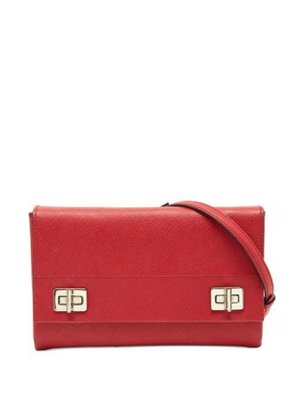 Prada double turnlock leather crossbody bag - Red