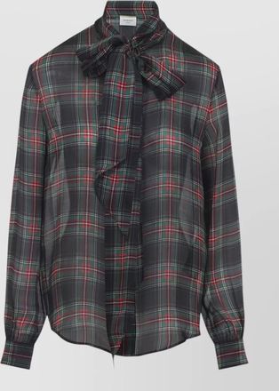 Saint Laurent plaid shirt long sleeves collared neck bow