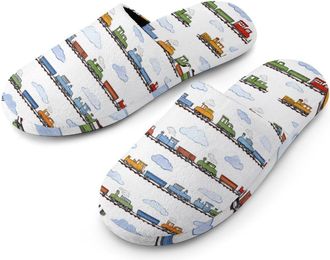 Generic Train Cartoon Car Mens Slippers Warm Non-Slip Houes Shose Spa Slipper for Home Bedroom