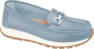 Jo & Joe Ladies Smooth Leather Comfort Wedge Loafer with Chain Trim Sizes 4-8 (Baby Blue, UK Footwear Size System, Adult, Women, Numeric, Medium, 5)