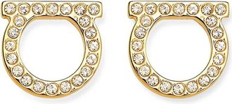 Ferragamo Orecchini Gancini con cristalli - Oro