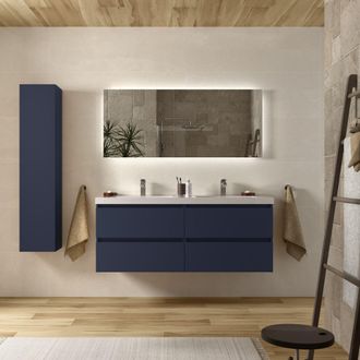 Cygnus Bath Salgar - Mueble Ba&ntilde;o Bequia 140cm Y Lavabo Carga Mineral Azul 140x45x59