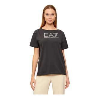 Emporio Armani T-Shirts, female, Gray, Size: L T-Shirt manica corta scollo ampio
