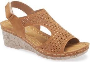 Eddie Marc Wedge Slingback Sandal in Tan at Nordstrom Rack, Size 11