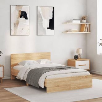 Berkfield Home Bed Frame without Mattress Sonoma Oak 120x190 cm Small Double in Brown