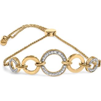 House of Brilliance 14K Yellow Gold Plated.925 Sterling Silver 1/10 Cttw Diamond Infinity Loop Adjustable Bolo Tennis Bracelet in Yellow Gold Over