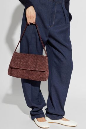 Bottega Veneta Giorno Medium Shoulder Bag, Womens, Burgundy