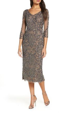 Pisarro Nights Sequin & Beaded Cocktail Sheath Dress in Mocha at Nordstrom, Size 10