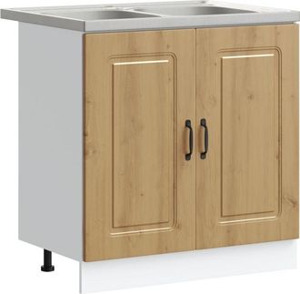 vidaXL vidaXL Kitchen Cabinet with Door Kalmar 2 pcs Brown 80 x 46 x 81.5 cm