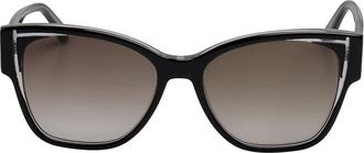 Karl Lagerfeld Angular Rectangular Zonnebrillen - Dames - Zonnebrillen - Zwart - ONE Size - Leer - Accessoires