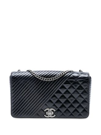 Chanel 2014-2025 Large Glazed Calfskin Coco Boy Flap shoulder bag - Zwart