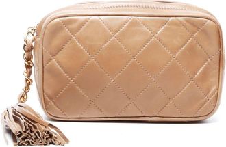 Chanel 1989-1991 diamond-quilted tassel clutch - women - Lambskin - One Size - Brown