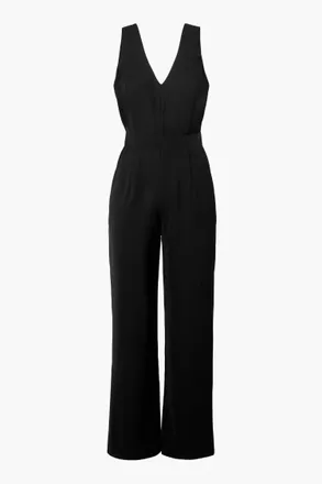 Adelyn Rae Kelli Deep V Jumpsuit In Black