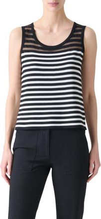 Akris Kodak Stripe Virgin Wool Blend Sweater Tank in Black-Cream at Nordstrom, Size 14