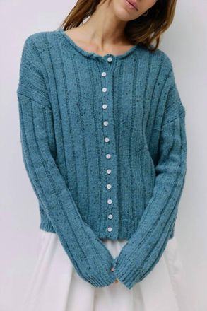 All : Row Theodora Ribbed Cuffs Cardigan In Blue - Hoc Summer