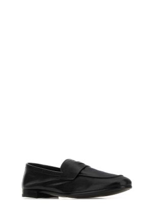 Prada Mens Black Leather Loafers Nero Mocassini