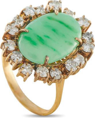 Luxury Bazaar 14K Yellow Gold 1.28ct Diamond and Jade Ring MF24-050626