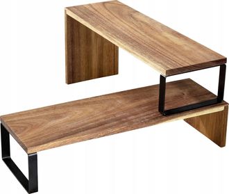 WENKO Panel De Almacenamiento De Cocina Wenko De Madera De Acacia Y Metal De 2 Niveles