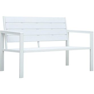 vidaXL Garden Bench 120 cm HDPE White Wood Look vidaXL