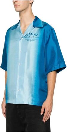 Amiri Arts District Camp Shirt - Heren - Korte mouwen Overhemden - Blauw - XL - Overhemden