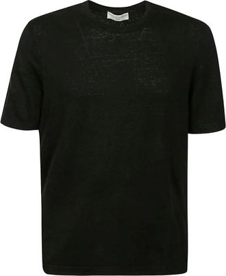 FILIPPO DE LAURENTIIS T-shirt in lino a maniche corte - Nero