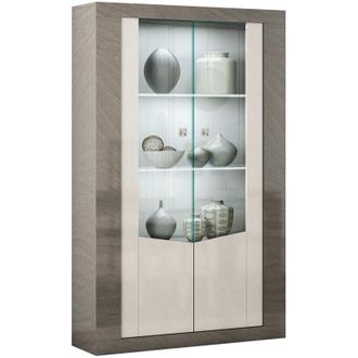 Vitrine Murale 5 Étagères - Aspect Hêtre - Verre Sécurit - Pour Collection Et Bibelots