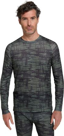Mountain Warehouse Talus Printed Round Neck Mens Top - Fast Wicking Thermal Base Layer, Long Sleeves, Fast Dry Sweater, Lightweight - for Camping, Hiking Khaki 4XL